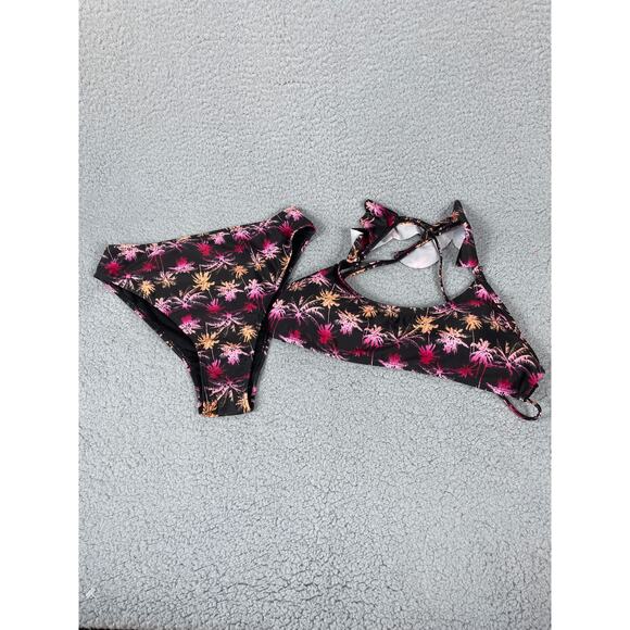 LA LA Swim Palm Tree Print Bikini Top & Bottom Size M - Picture 1 of 12